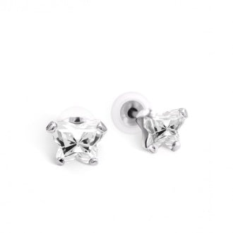 BOUCLES D'OREILLES EN ARGENT ZIRCON AVRIL BFLY