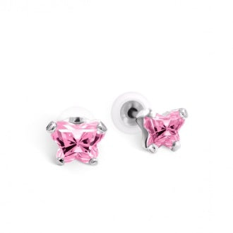BOUCLES D'OREILLES EN ARGENT ZIRCON OCTOBRE BFLY