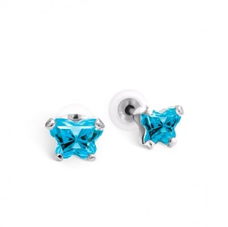 BOUCLES D'OREILLES EN ARGENT ZIRCON DECEMBRE BFLY