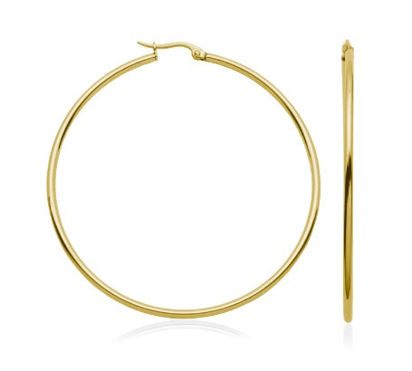 BOUCLES D'OREILLES ANNEAUX EN ACIER DORE STEELX