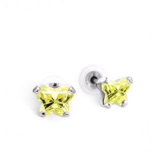 BOUCLES D'OREILLES EN ARGENT ZIRCON AOUT BFLY