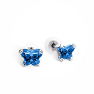 BOUCLES D'OREILLES EN ARGENT ZIRCON SEPTEMBRE BFLY