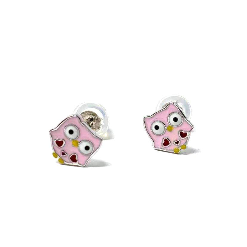 BOUCLES D'OREILLES HIBOUX ROSES BFLY