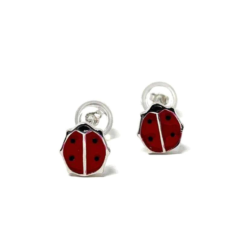BOUCLES D'OREILLES POUR ENFANTS COCCINELLES EN ARGENT | BLFY
