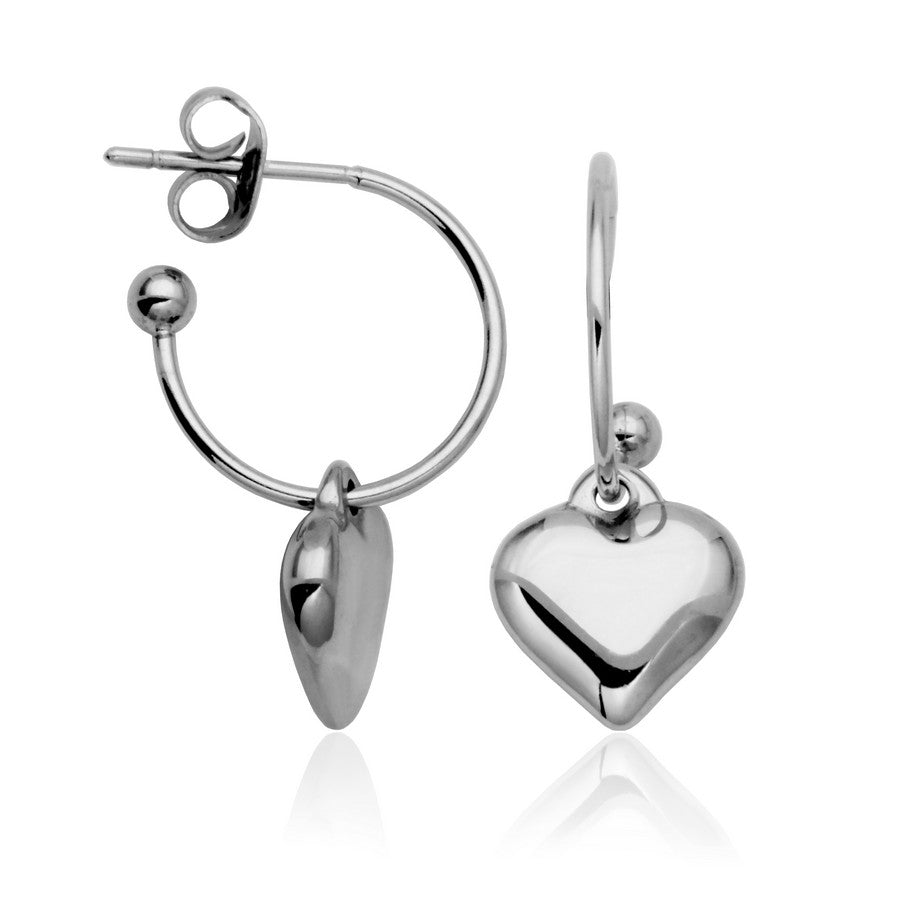 Boucles d'oreilles anneaux coeur en acier Steelx Librairie Boutique Vénus