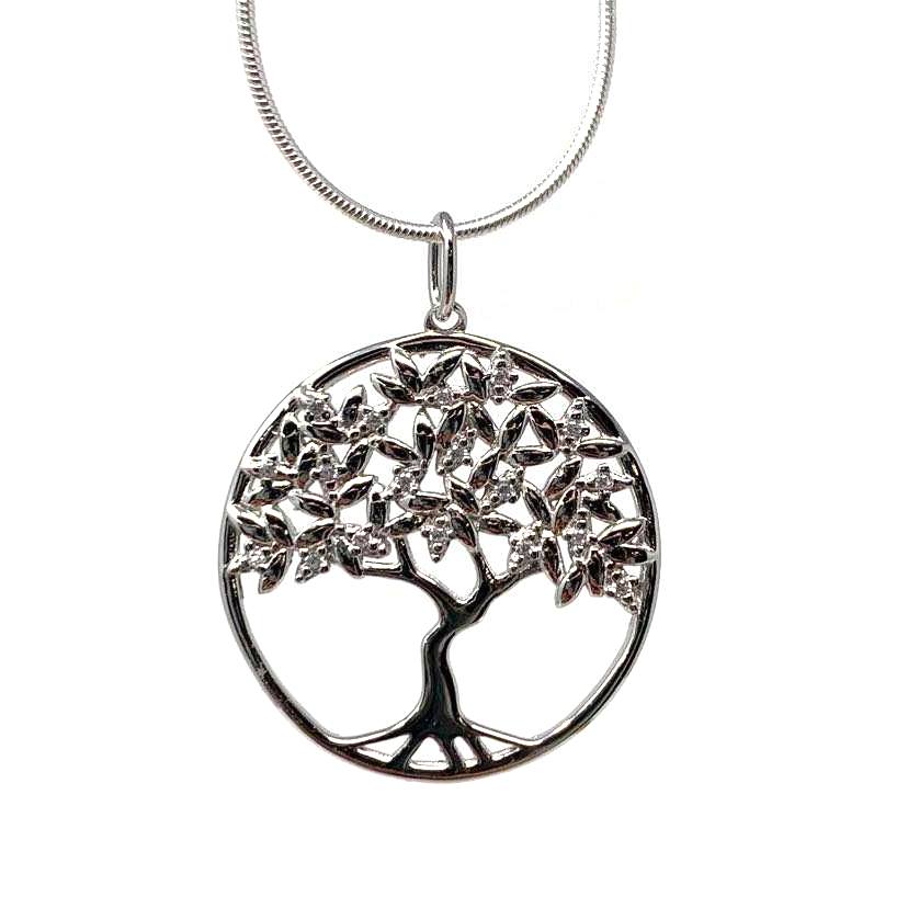 PENDENTIF ARBRE DE VIE EN ARGENT AVEC ZIRCONS