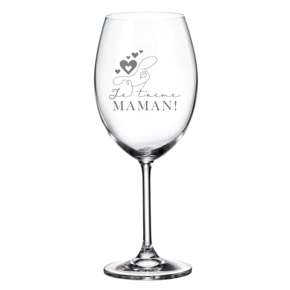 VERRE A VIN AVEC PIED JE T'AIME MAMAN | LA MAISON DU BAR