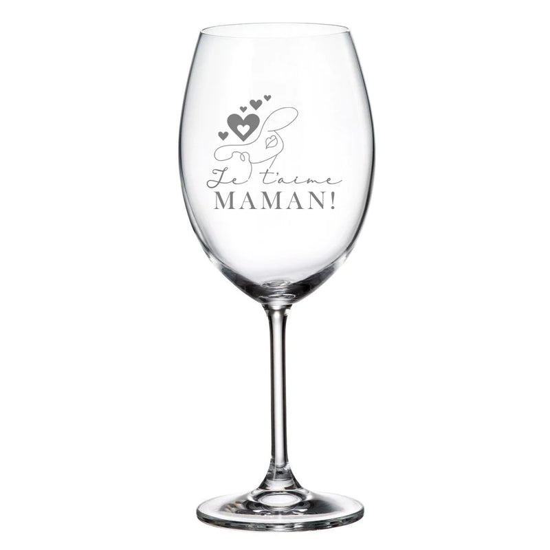 VERRE A VIN AVEC PIED JE T'AIME MAMAN | LA MAISON DU BAR