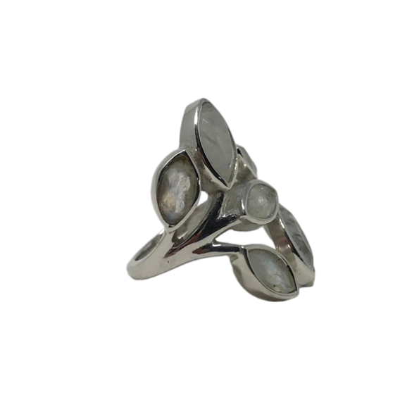 BAGUE LABRADORITE/PIERRE DE LUNE FEUILLE