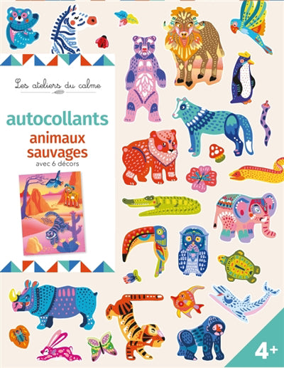 ANIMAUX SAUVAGES..6 DECORS -AUTOCOLLANTS