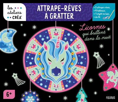 ATTRAPE-REVES A GRATTER  LICORNES QUI BRILLENT DANS LA NUIT