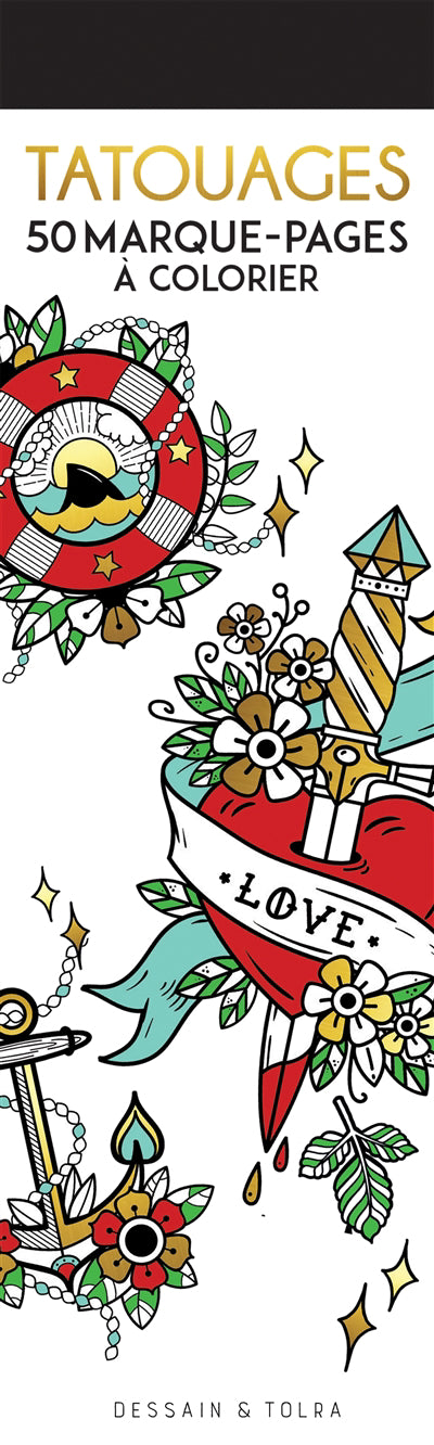 TATOUAGES -50 MARQUE-PAGES A COLORIER