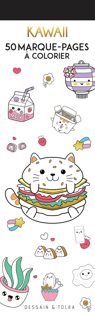 KAWAII -50 MARQUE-PAGES A COLORIER