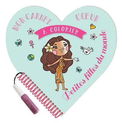 MON CARNET COEUR A COLORIERPETITES FILLES DU MONDE
