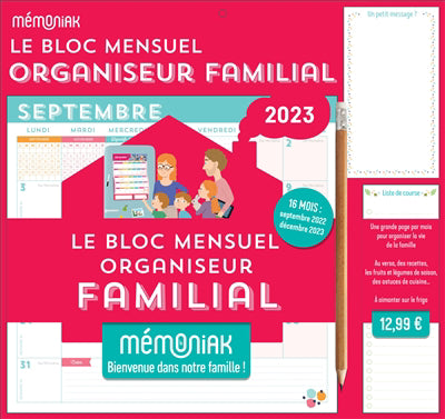 BLOC MENSUEL ORGANISEUR FAMILIAL MEMONIAK 2023