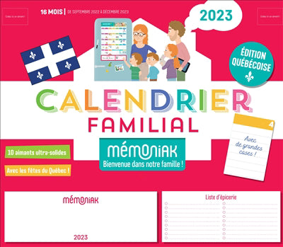 CALENDRIER FAMILIAL MEMONIAK 2023  SPECIAL QUEBEC