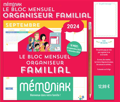 BLOC MENSUEL ORGANISEUR FAMILIAL MEMONIAK 2024