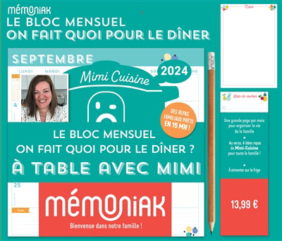 BLOC MENSUEL ORGANISEUR MEMONIAK ON FAIT QUOI POUR LE DINER?