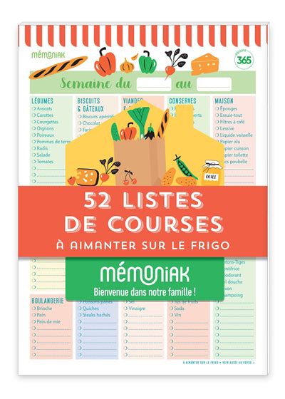 52 LISTES DE COURSES A AIMANTER SUR LE FRIGO MEMONIAK