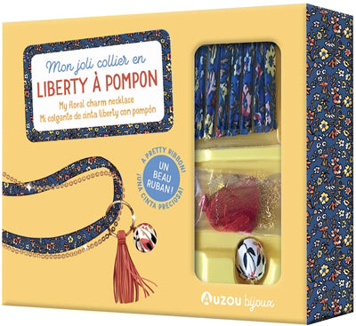 MON JOLI COLLIER EN LIBERTY A POMPON (PETIT COFFRET) N.E.