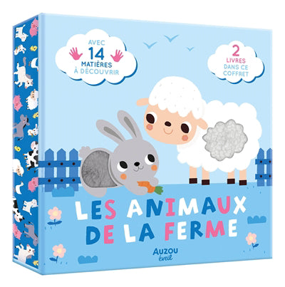 ANIMAUX DE LA FERME (COFFRET AVEC 14 MATIERES A TOUCHER)